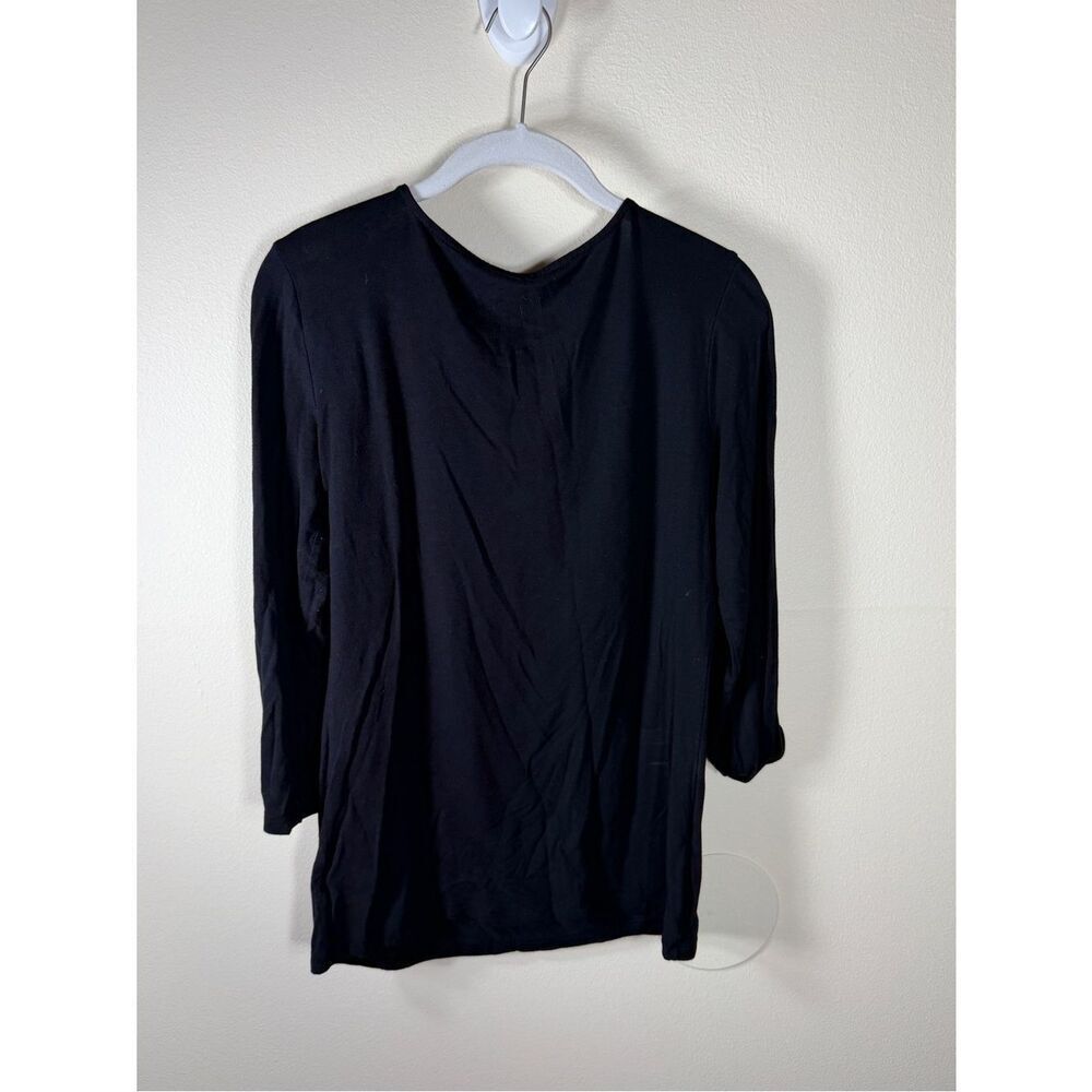 INC International Concepts Black Long Sleeve Top with Gold Ring Detail - Picture 3 of 6
